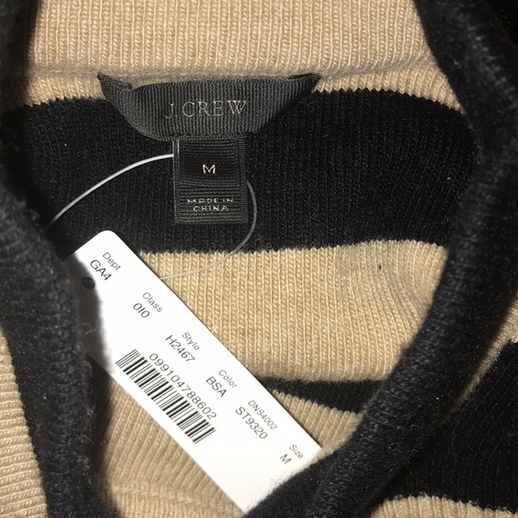 NWT J. Crew Striped Turtleneck Dress, Black&Camel - Picture 4 of 5